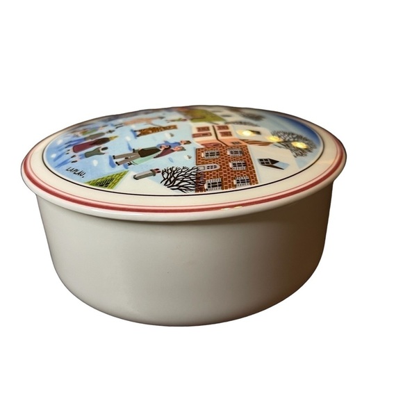 VTG Villeroy And Boch Porcelaine LaPlau Trinket Candy Dish Dancing Bear Village - Picture 10 of 12